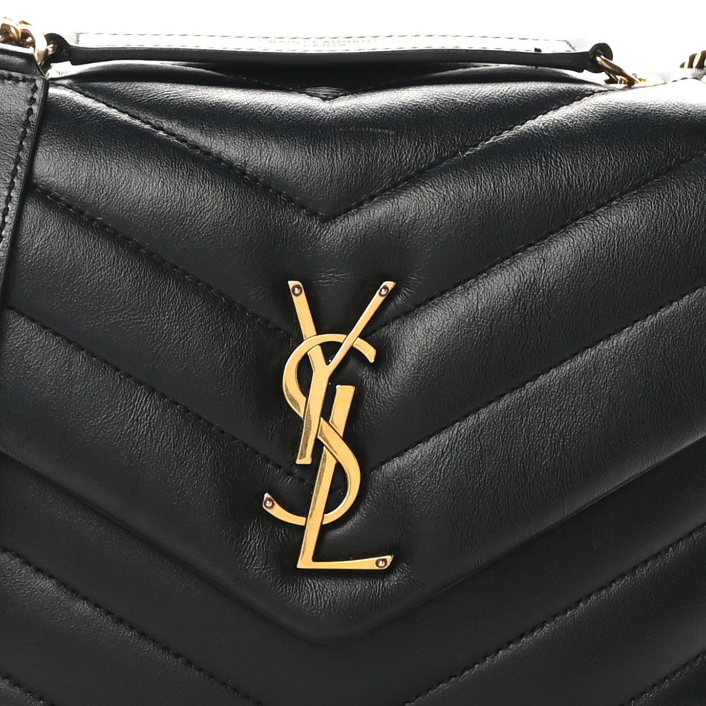 Calfskin Y Quilted Monogram Small Loulou Chain Satchel Black