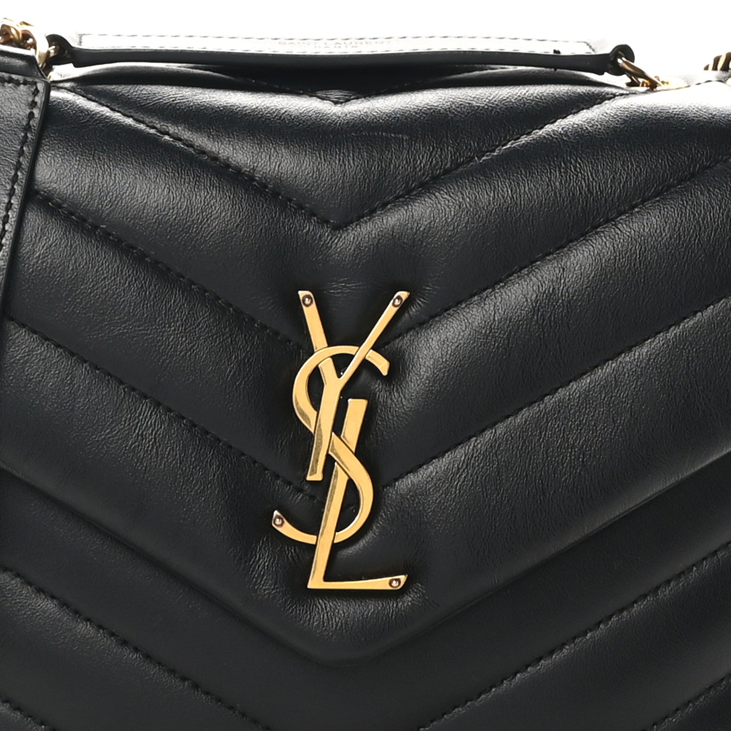 Saint Laurent Calfskin Y Quilted Monogram Small Loulou Chain Satchel Black 8 of 10