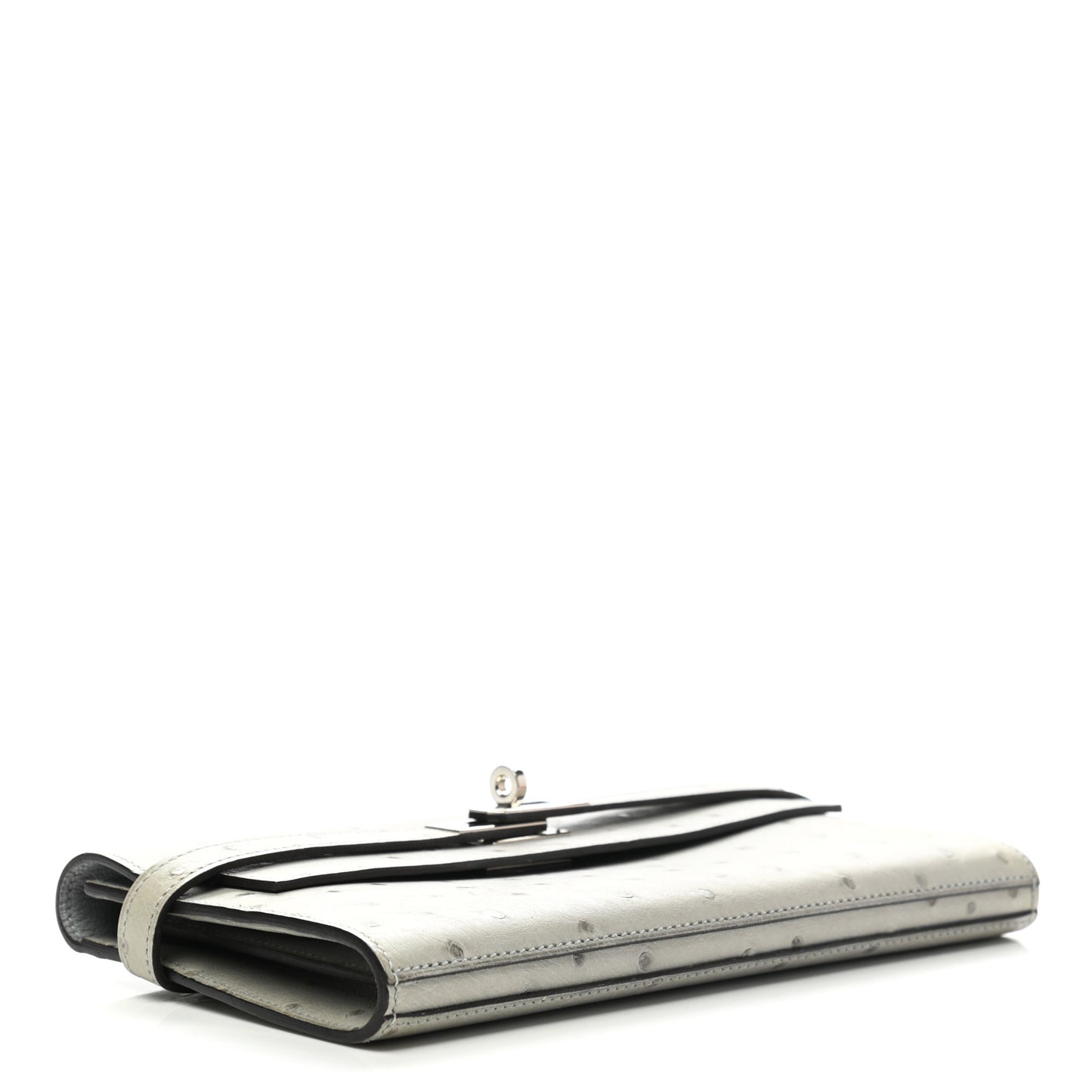 Ostrich Kelly Longue Wallet Bleu Glacier