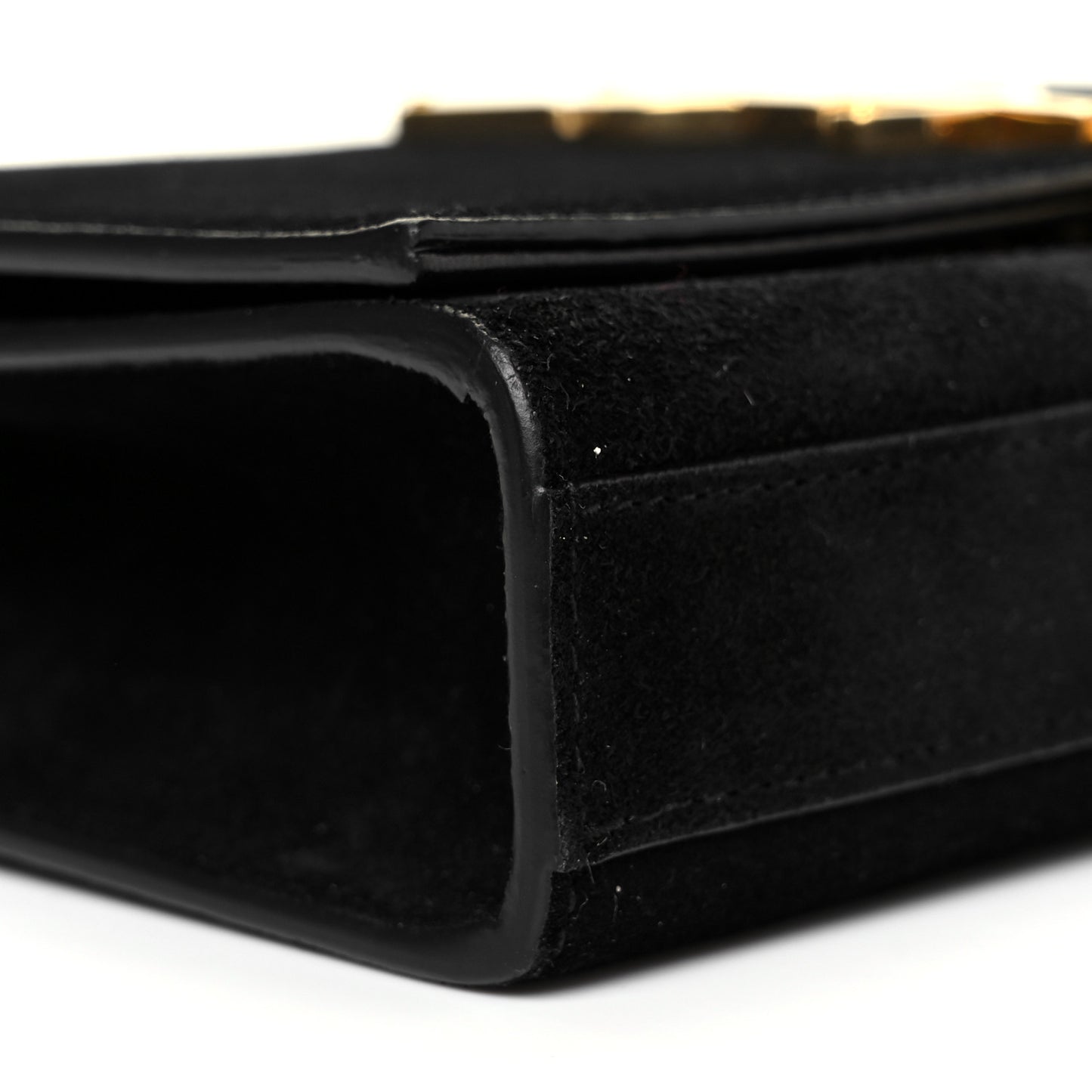 Suede Small Classic Monogram Kate Tassel Satchel Black