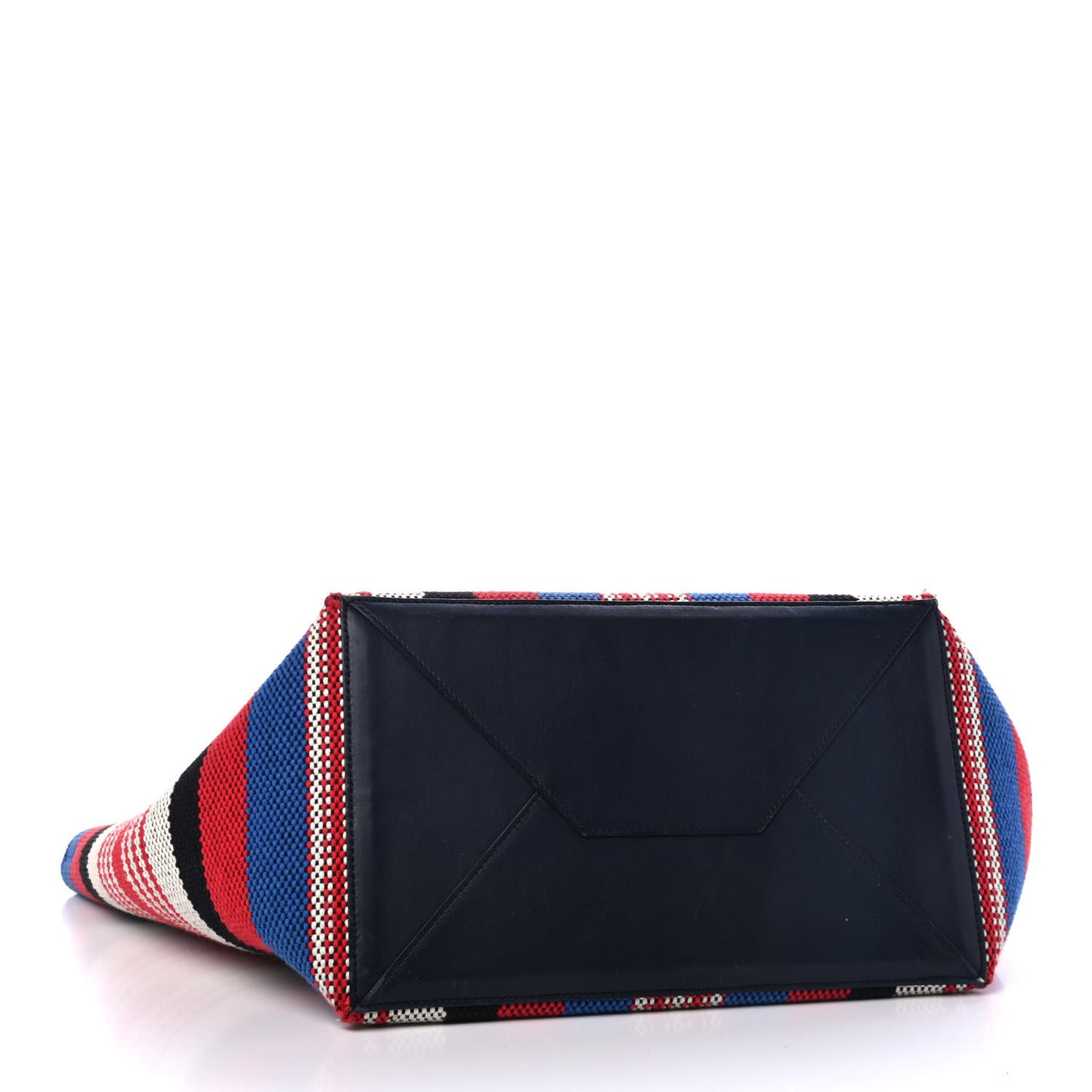Textile Striped Small Horizontal Cabas Phantom Navy Blue