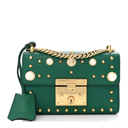 Gucci Calfskin Studded Small Padlock Shoulder Bag Emerald 1 of 14