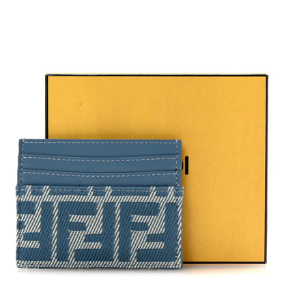 Fendi Vitello Soft Denim Bi-Color FF 1974 Card Holder  Blue 8 of 8