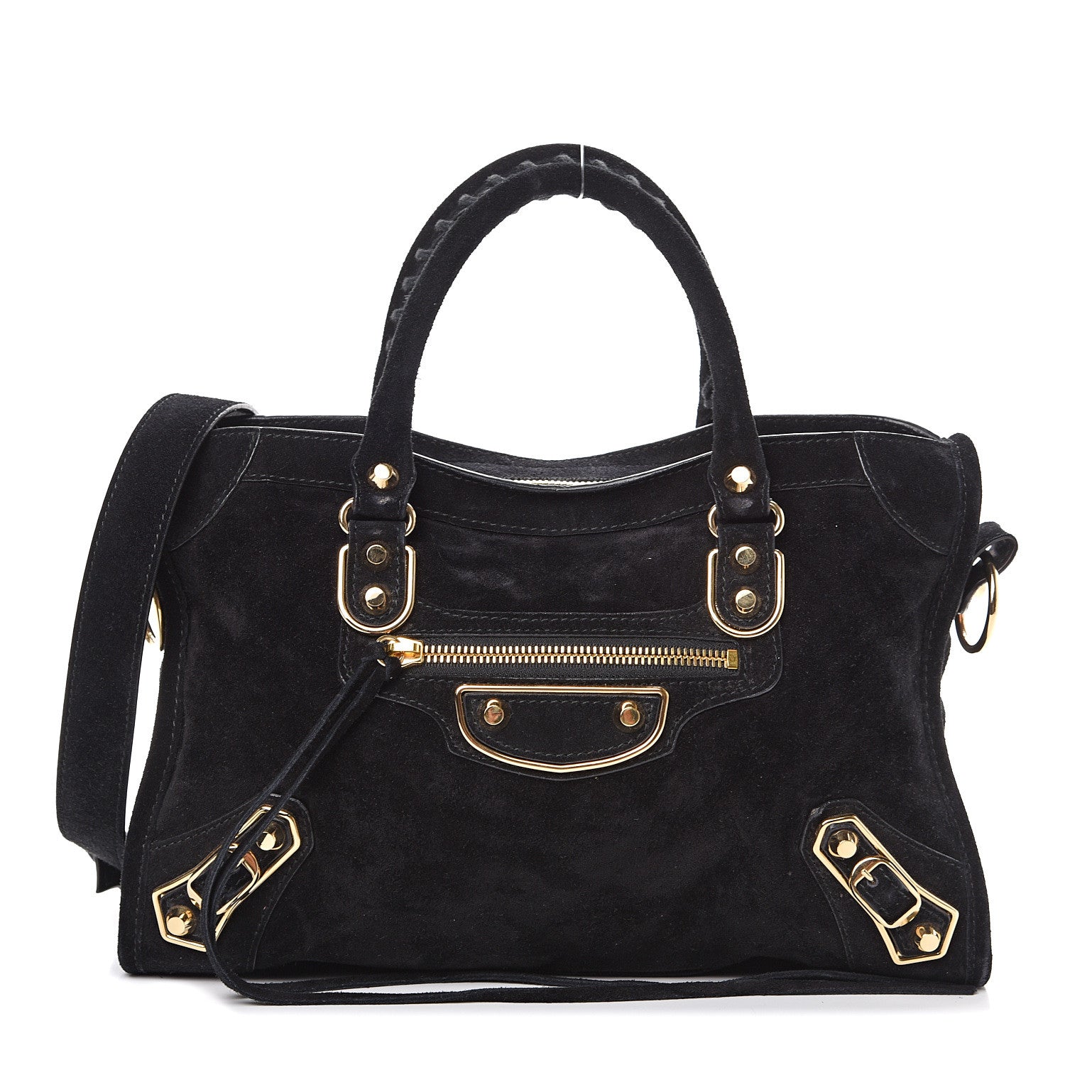 Balenciaga Suede Gold Metallic Edge Hardware S City Black 1 of 10