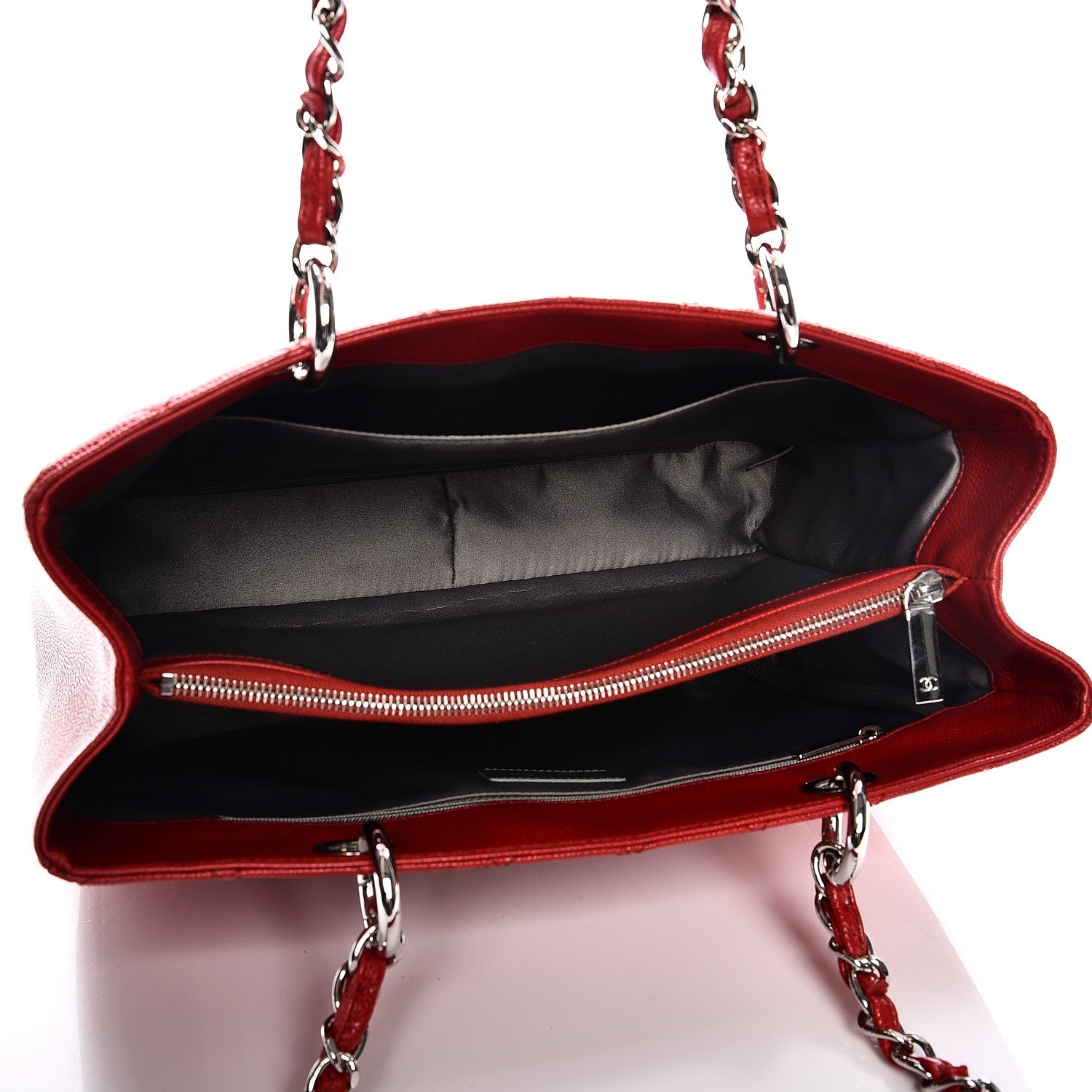 Chanel Caviar Quilted Grand Shopping Tote GST Dark Red 5 of 9