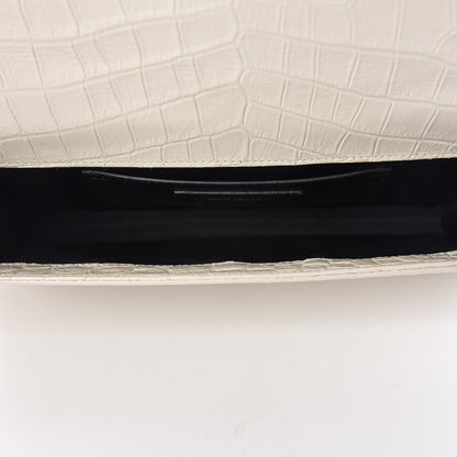 Saint Laurent Calfskin Crocodile Embossed Classic Kate Monogram Clutch Porcellana 5 of 8