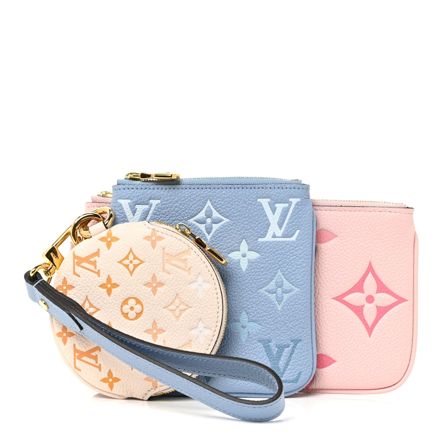 Louis Vuitton Empreinte Monogram Giant By The Pool Trio Pouch Rosebud Summer Blue Cream Saffron 1 of 8