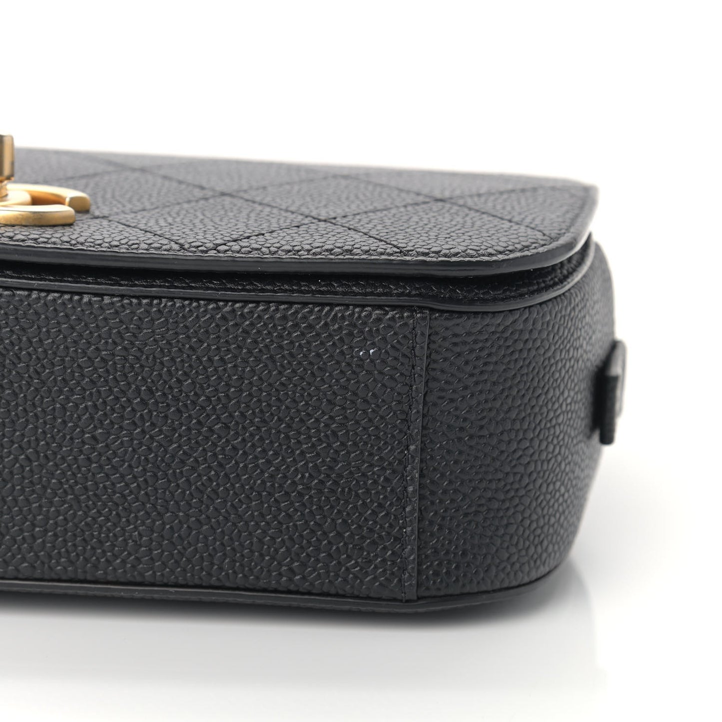 Caviar Stitched Messenger Flap Bag Black