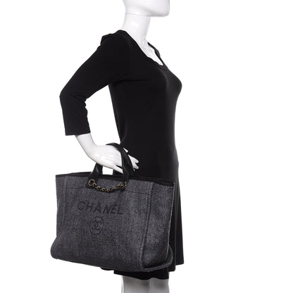 Chanel Woven Straw Raffia Large Deauville Tote Grey 3 of 11