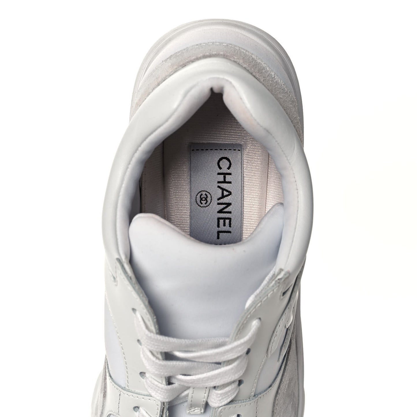 Suede Calfskin Fabric CC Sneakers 39.5 White