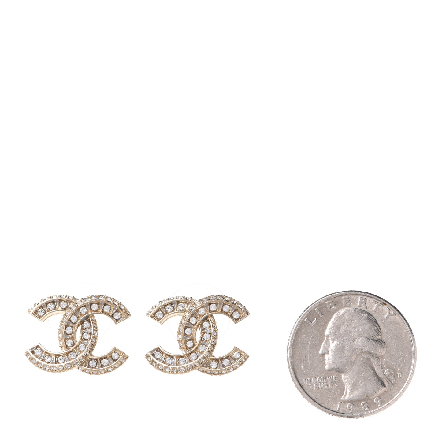 Crystal Timeless CC Earrings Light Gold