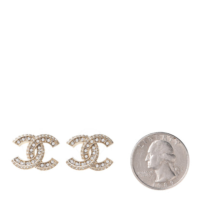Chanel Crystal Timeless CC Earrings Light Gold 2 of 5