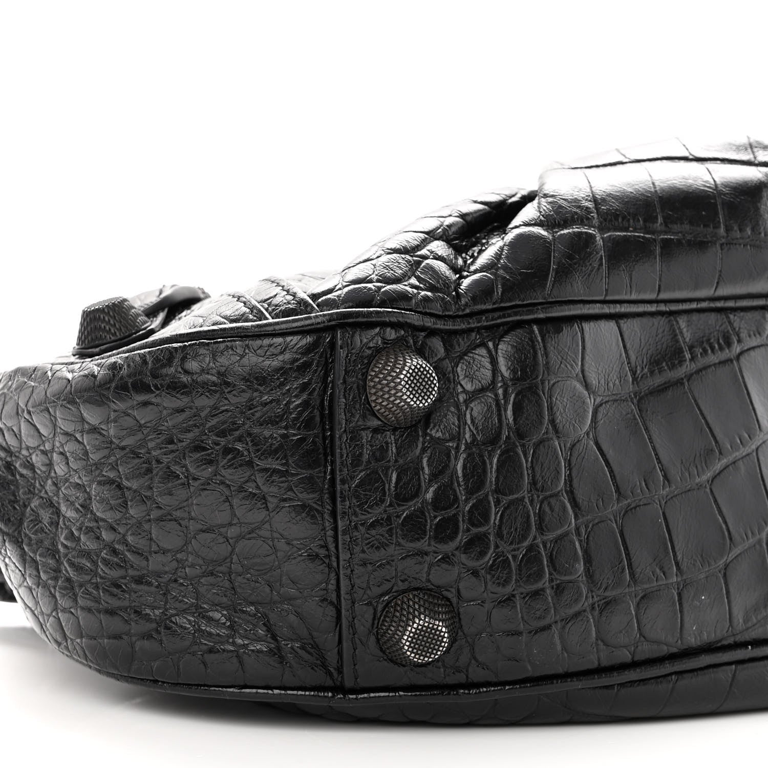 Balenciaga Extra Supple Calfskin Crocodile Embossed Monochrome Small Le Cagole Shoulder Bag Black 9 of 10