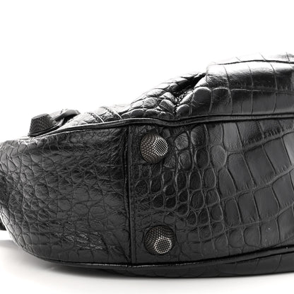 Balenciaga Extra Supple Calfskin Crocodile Embossed Monochrome Small Le Cagole Shoulder Bag Black 9 of 10