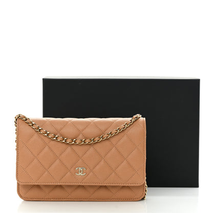 Chanel Caviar Quilted Wallet on Chain WOC Dark Beige 14 of 14