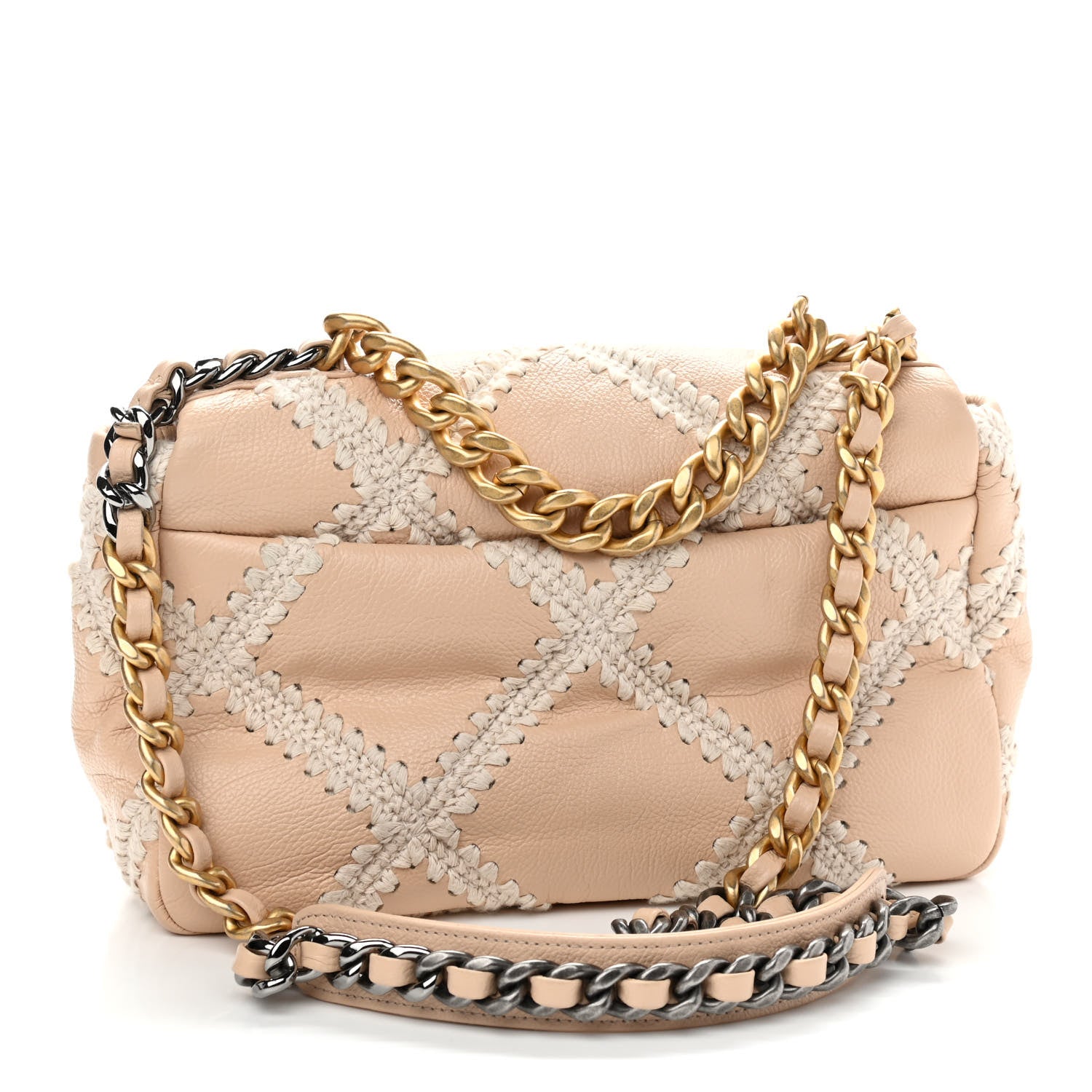 Chanel Calfskin Crochet Medium Chanel 19 Flap Beige 2 of 8