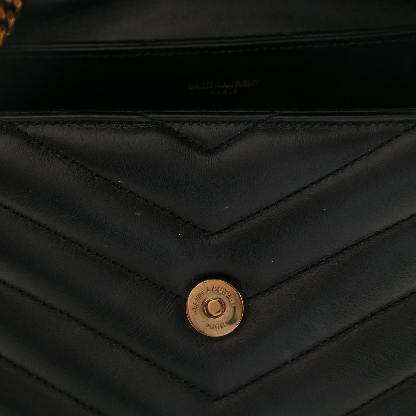 Calfskin Y Quilted Monogram Small Loulou Chain Satchel Black