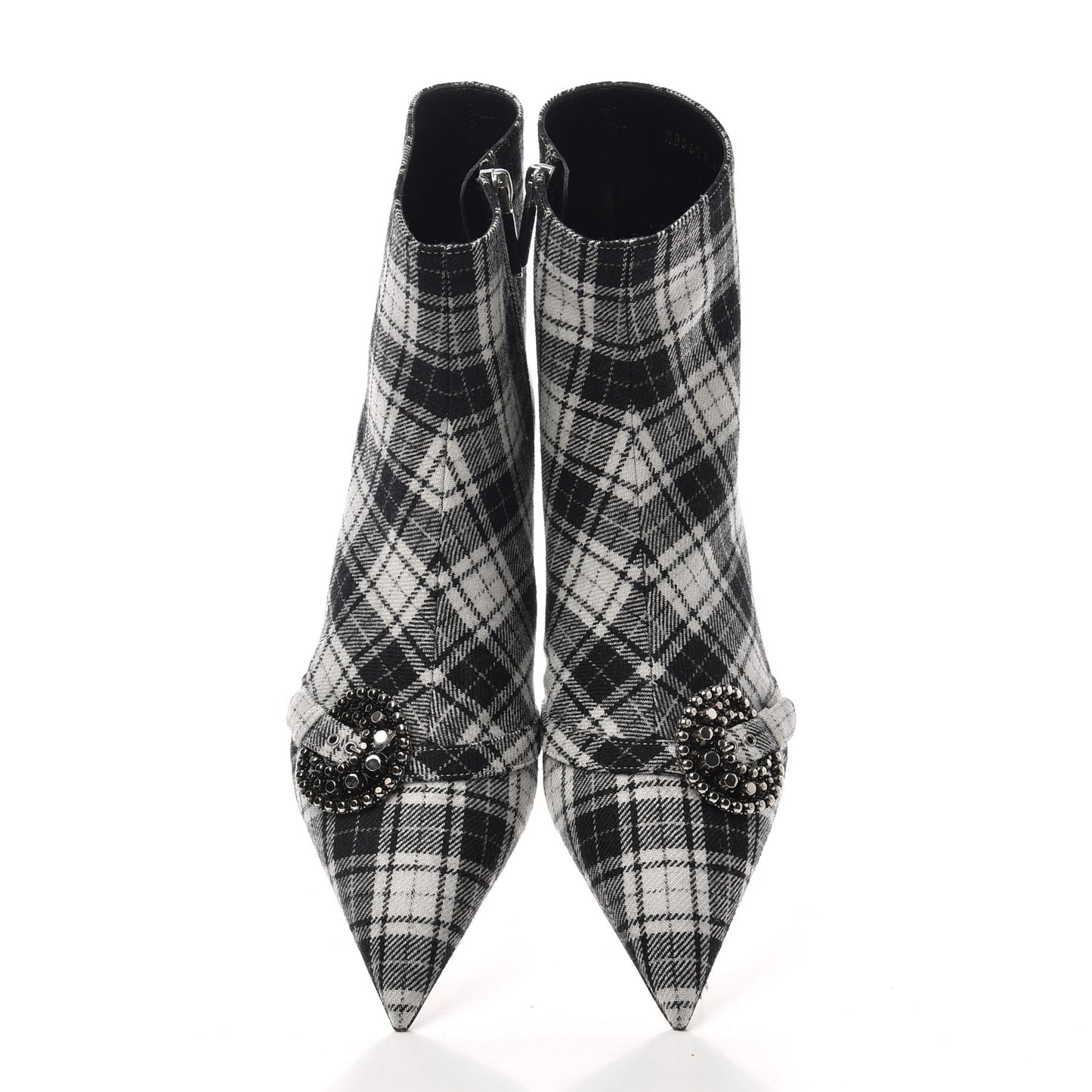 Canvas Tartan Gang Ankle Boots 40 Black