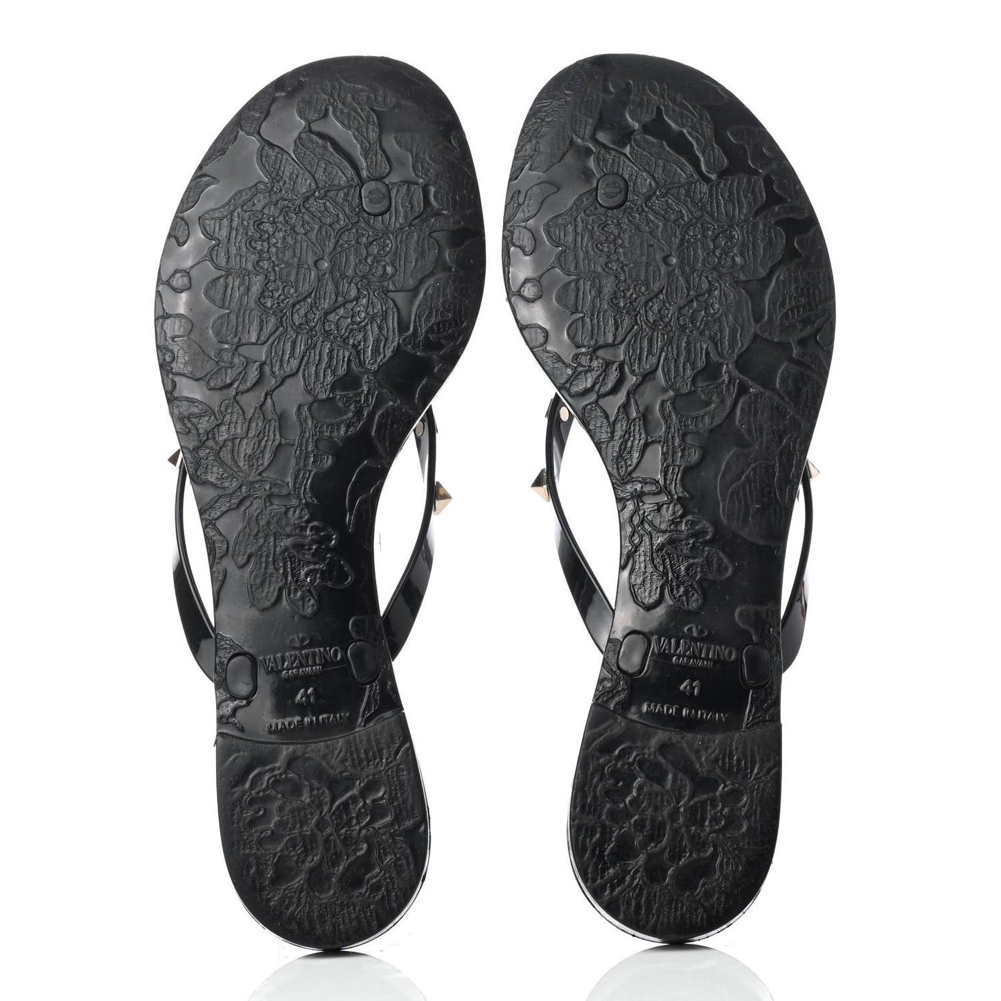 PVC Jelly Rockstud Bow Thong Sandals 41 Black