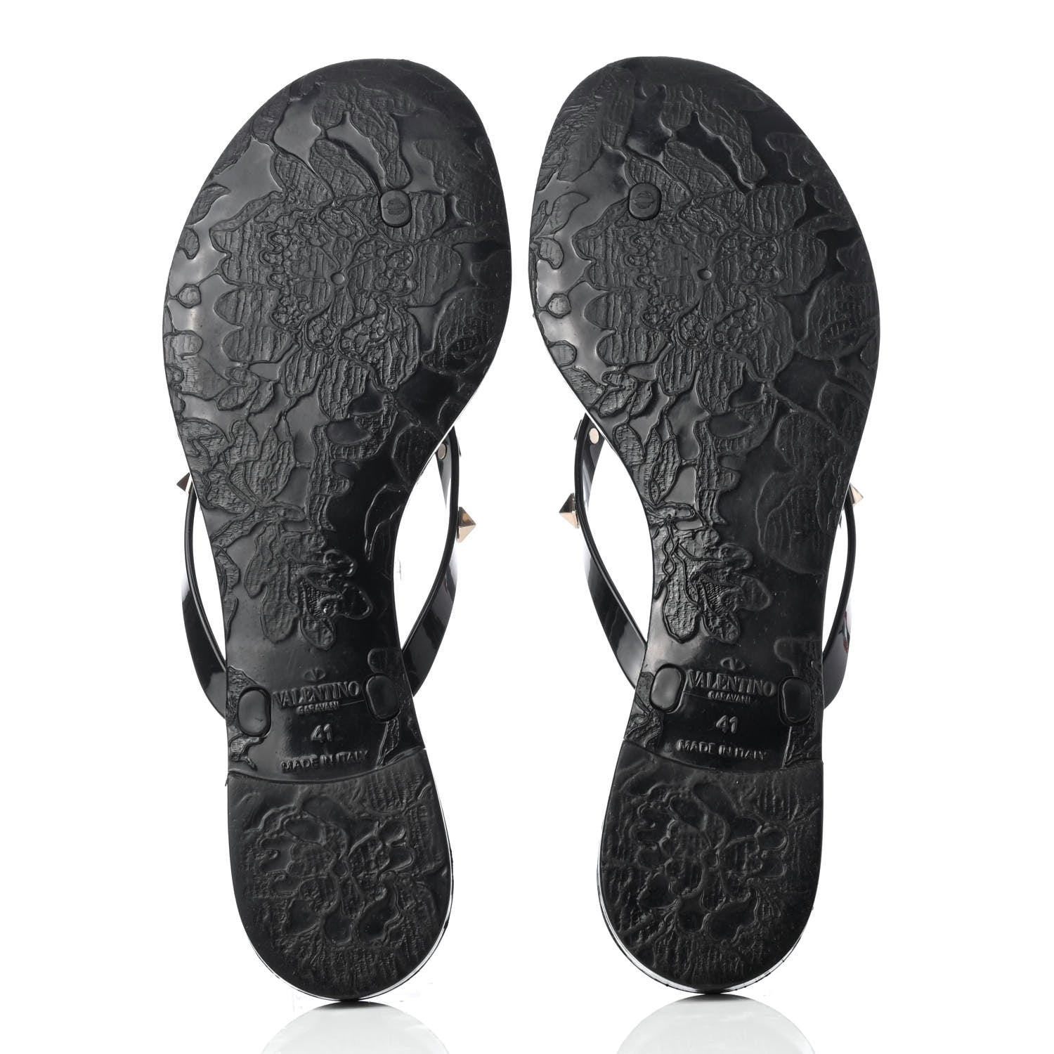 Valentino Garavani PVC Jelly Rockstud Bow Thong Sandals 41 Black 5 of 8