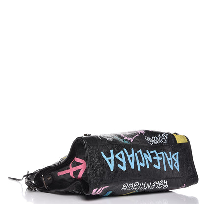 Balenciaga Agneau Graffiti All Over Classic Hardware City Black Multicolor 5 of 9