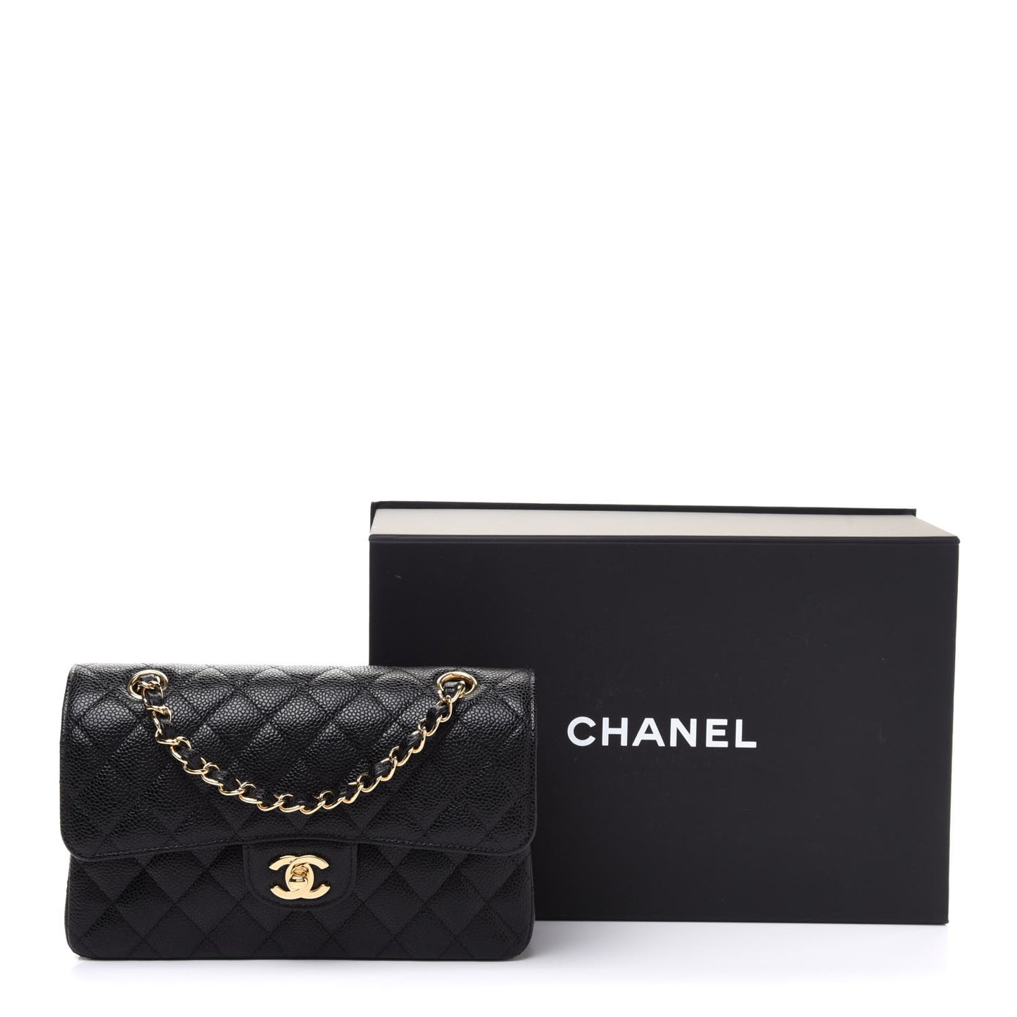 Caviar Quilted Small Double Flap Black