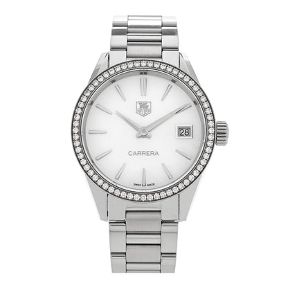 Tag Heuer Stainless Steel Diamond Bezel Mother of Pearl 32mm Carrera Lady Quartz Watch WAR1315-0 1 of 4