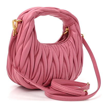 Miu Miu Nappa Matelasse Mini Wander Hobo Pink 3 of 9