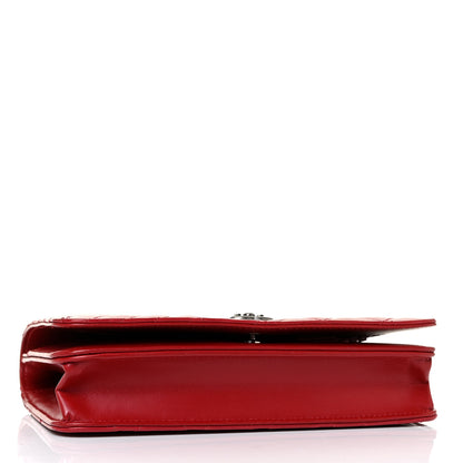 Chanel Lambskin Quilted Coco Boy Wallet On Chain WOC Red 3 of 9