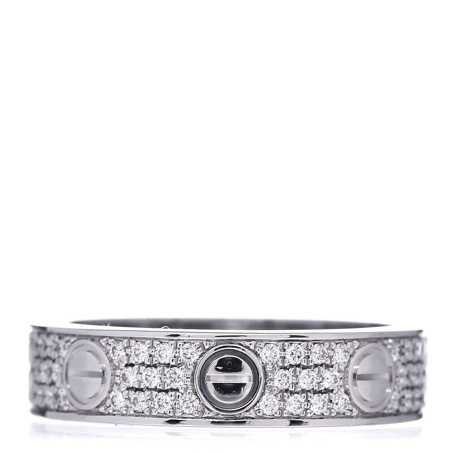 18K White Gold Diamond 4mm LOVE Wedding Paved Band Ring 46 3.75
