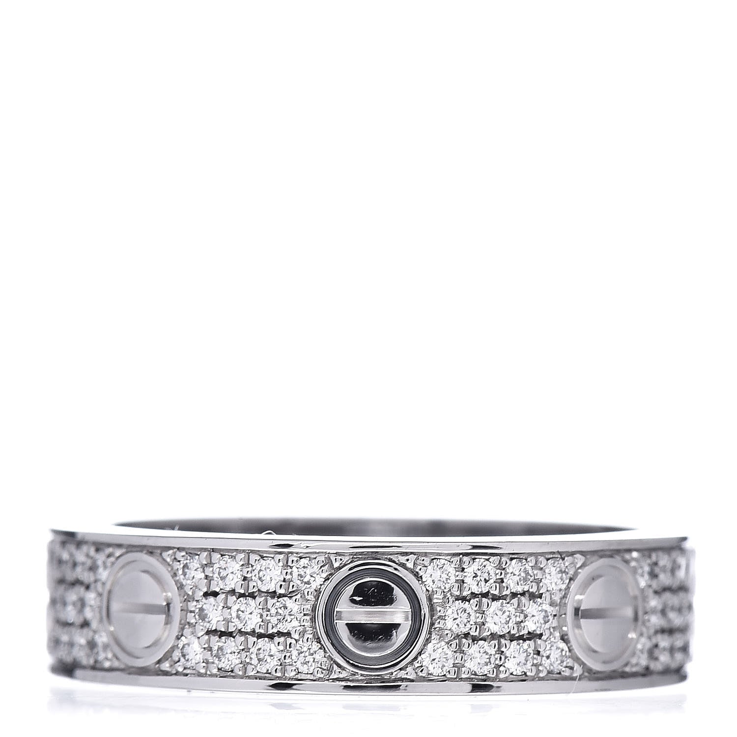 Cartier 18K White Gold Diamond 4mm LOVE Wedding Paved Band Ring 46 3.75 3 of 4