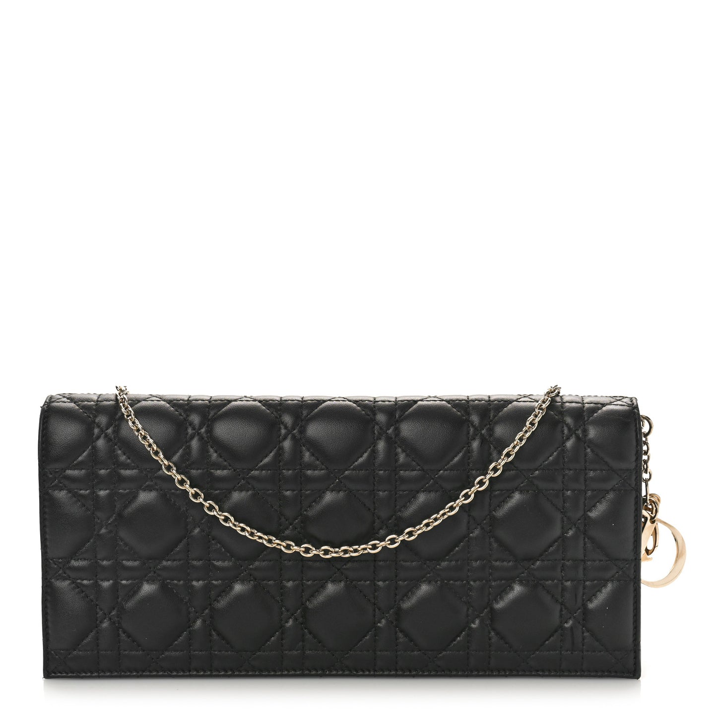 Lambskin Cannage Lady Dior Convertible Clutch Black