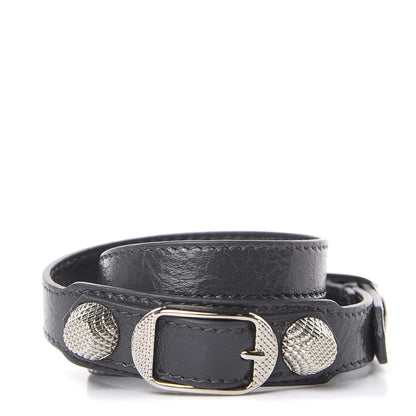 Balenciaga Agneau Giant Silver Hardware Triple Tour M Bracelet Gris Fossile 1 of 6