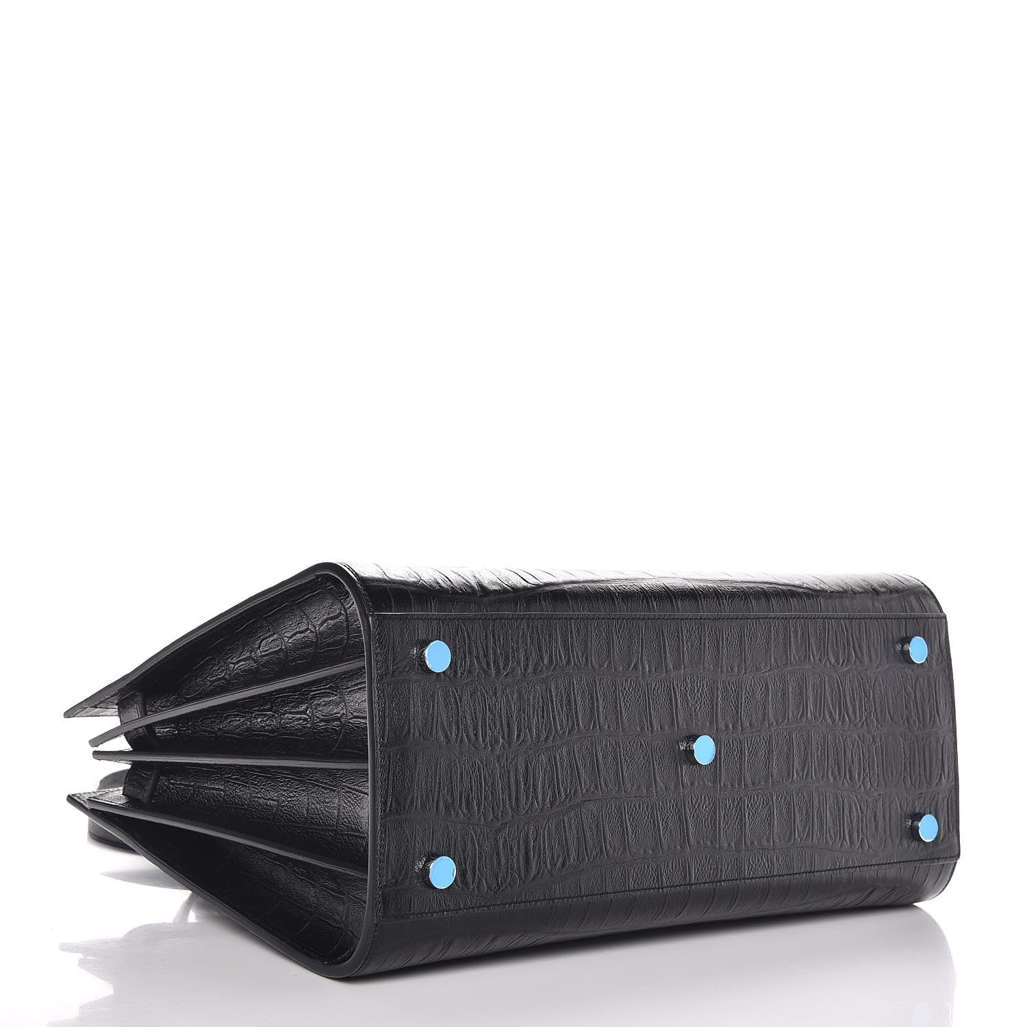 Saint Laurent Croc Calfskin Embossed Small Sac de Jour Black 4 of 7