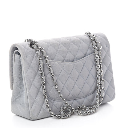Chanel Iridescent Caviar Quilted Medium Double Flap Light Grey 3 of 15