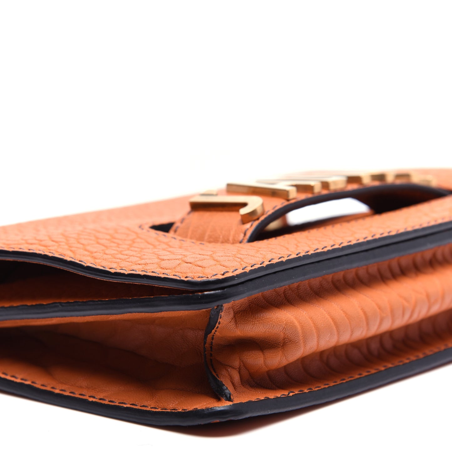 Canyon Grained Lambskin J'Adior Chain Flap Bag Orange