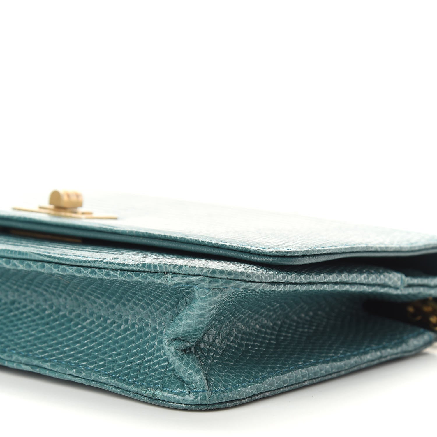 Chanel Lizard Reissue Wallet on Chain WOC Green 10 of 10