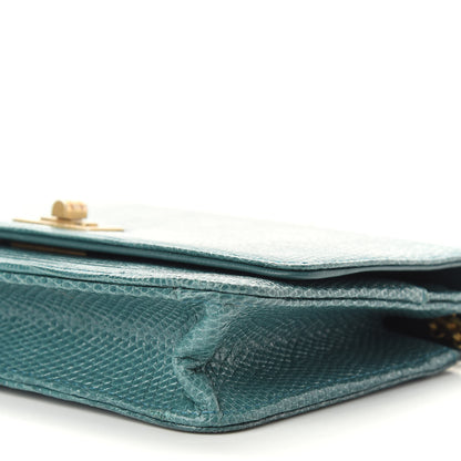 Chanel Lizard Reissue Wallet on Chain WOC Green 10 of 10