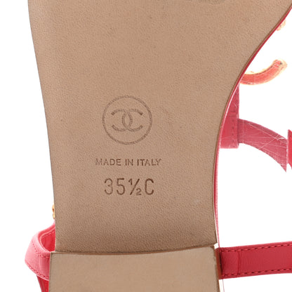 Chanel Lambskin CC Logo Thong Sandals 35.5 Red 7 of 8