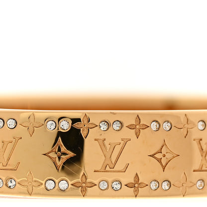 Louis Vuitton Brass Crystal Monogram Nanogram Strass Cuff S Gold 7 of 8