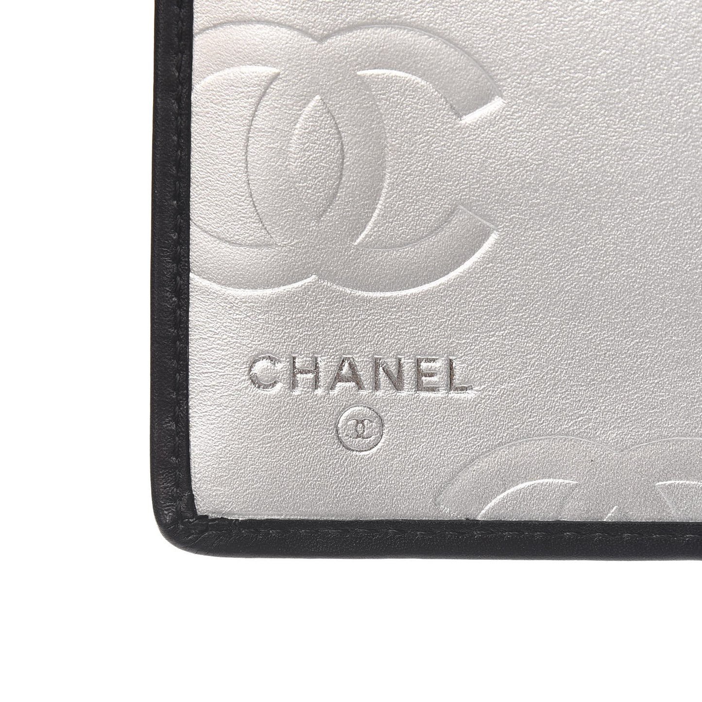 Calfskin Quilted Cambon Yen Wallet Black White