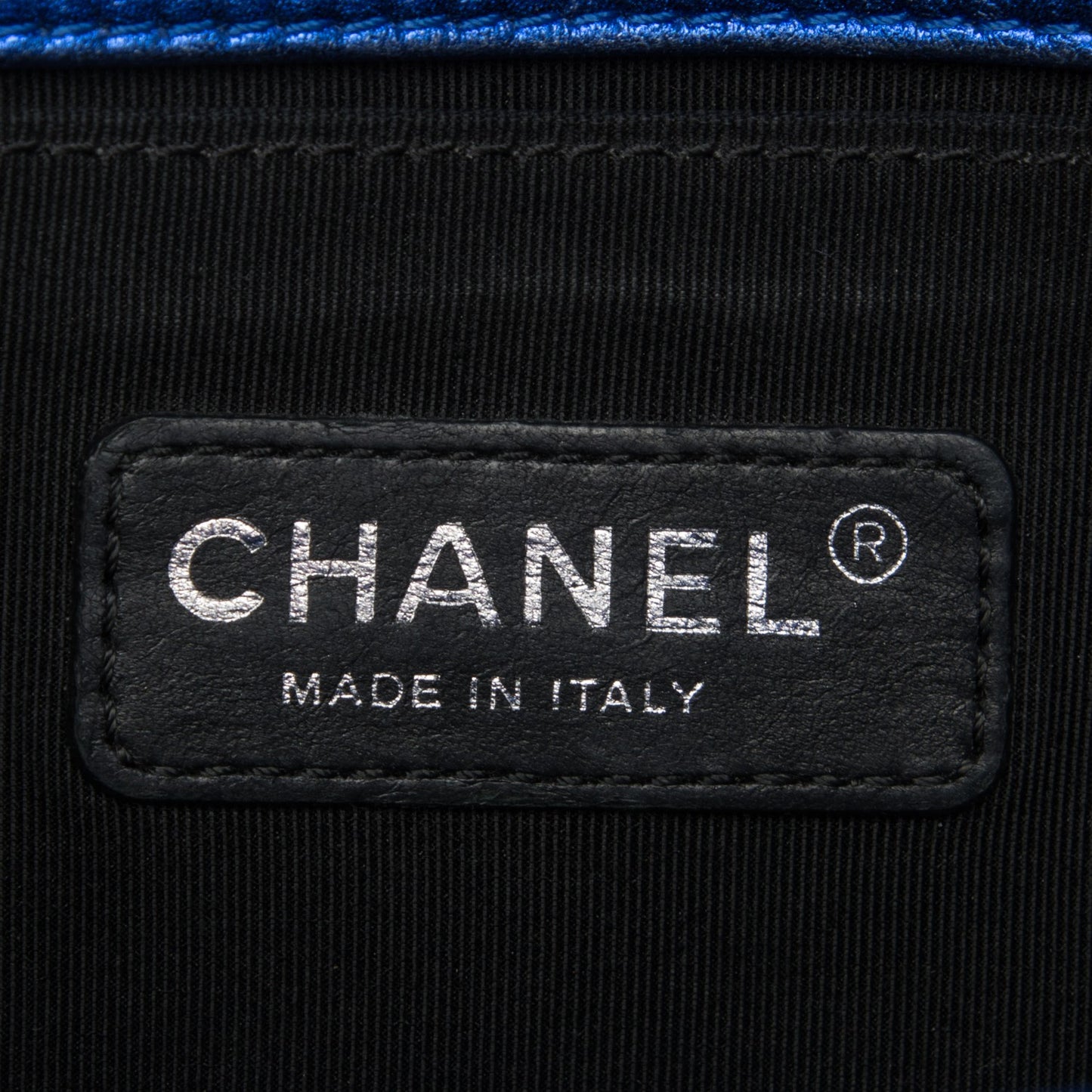 Iridescent Calfskin Quilted Medium Boy Flap Blue