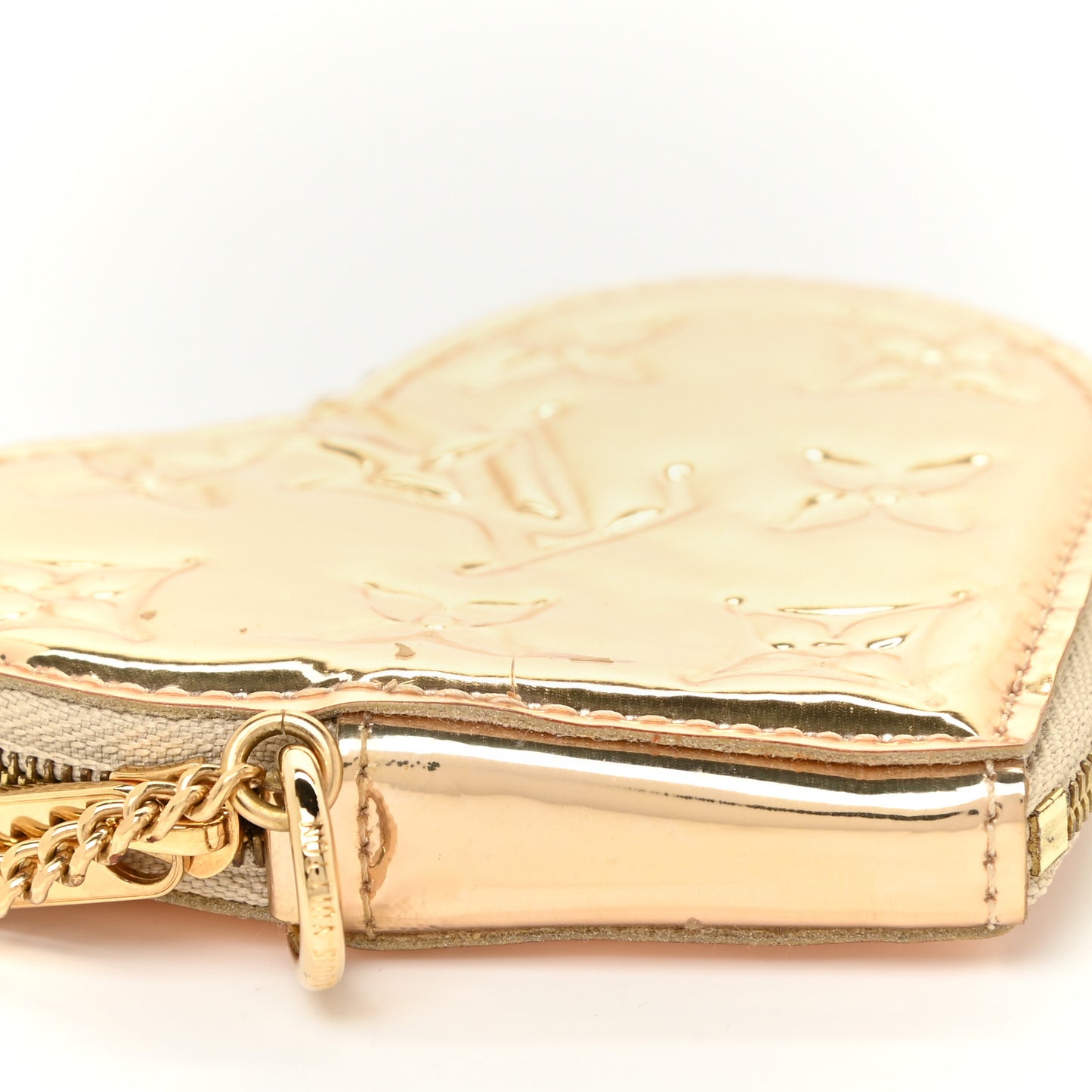 Monogram Miroir Heart Coin Purse Gold