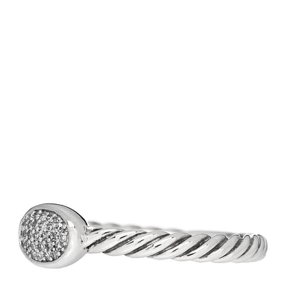 David Yurman Sterling Silver Diamond Pave Cable Classics Oval Ring 54 7 3 of 6