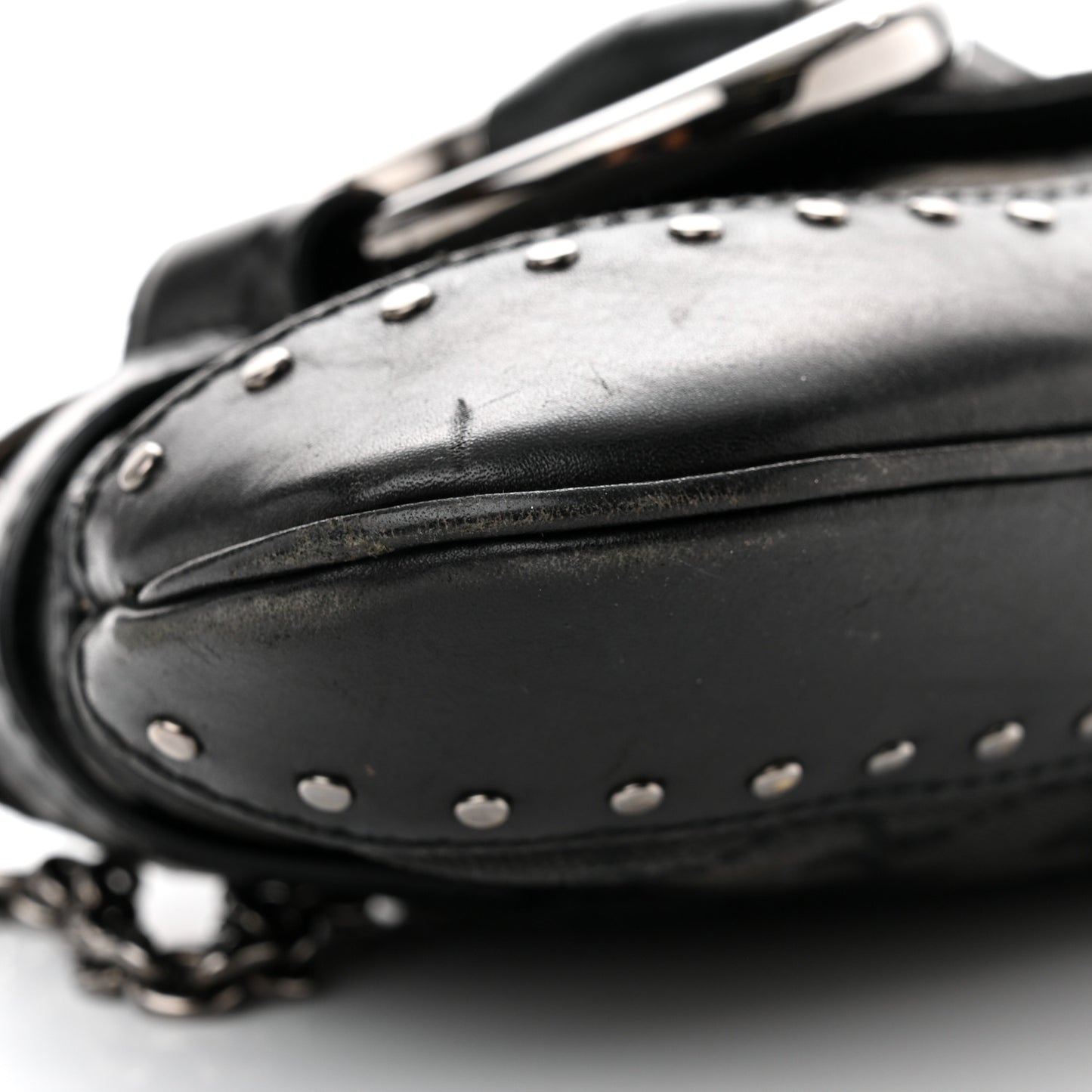 Monogram Studded Horsebit Clutch Black