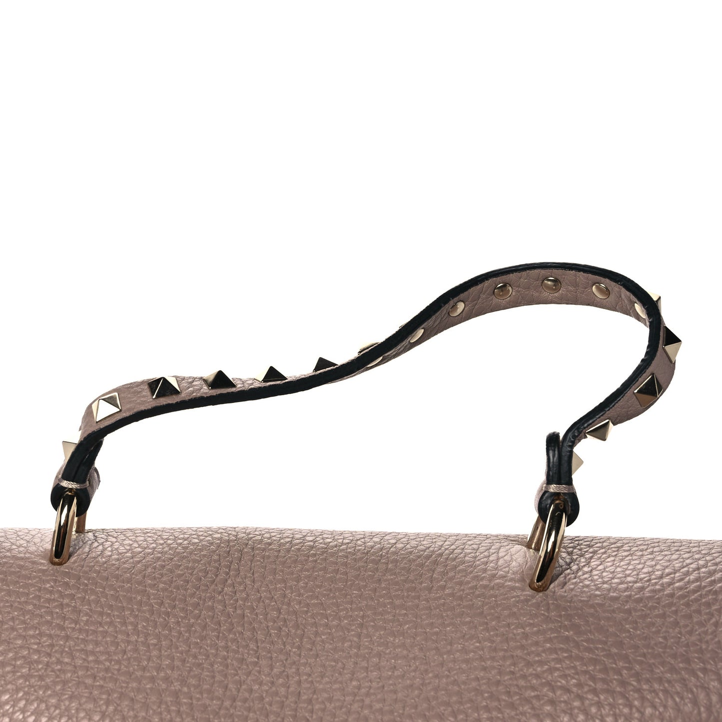 Pebbled Calfskin Rockstud Single Handle Flap Bag Poudre