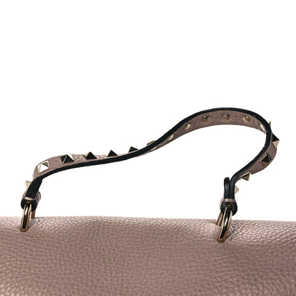 Valentino Garavani Pebbled Calfskin Rockstud Single Handle Flap Bag Poudre 12 of 12