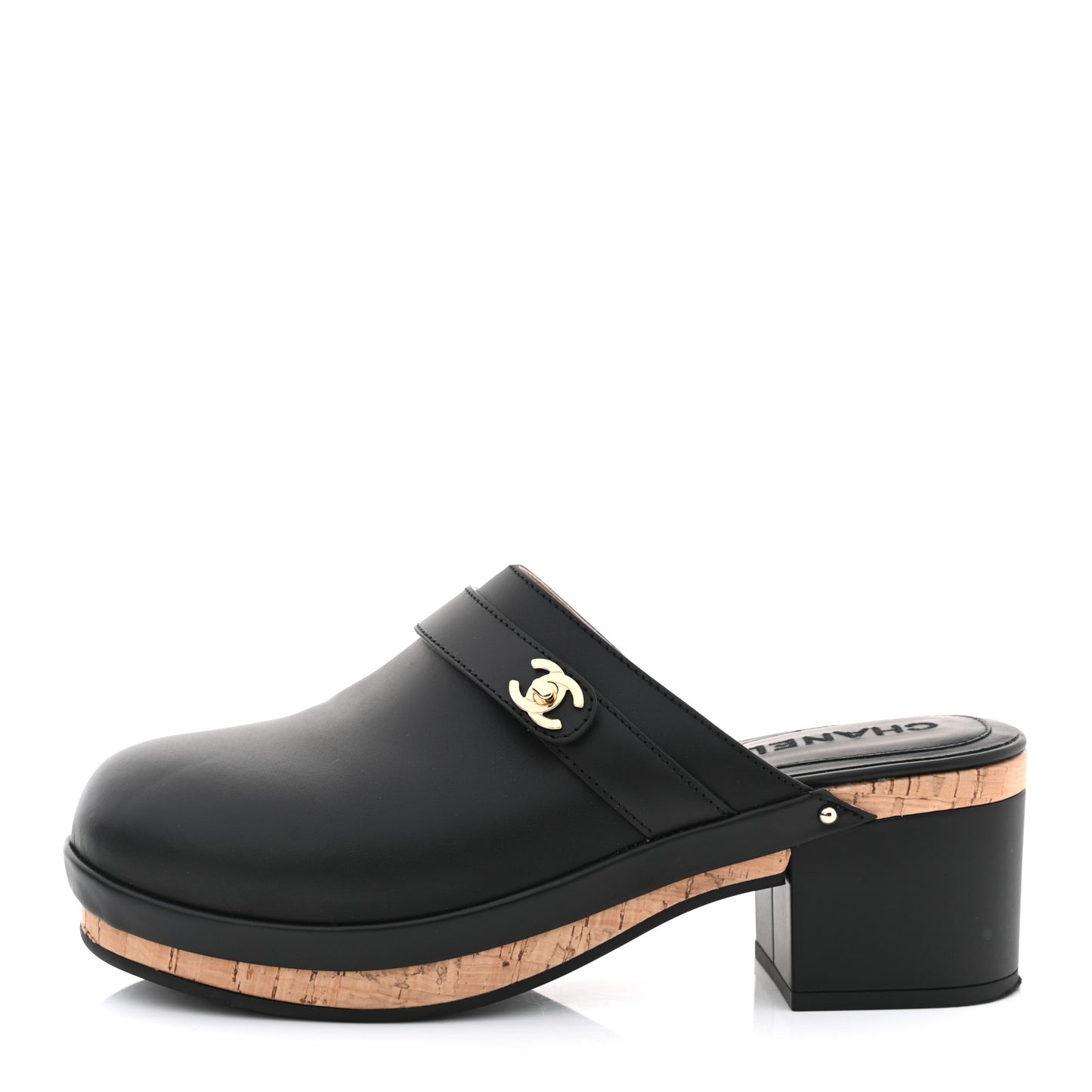 Calfskin CC Turn Lock Clogs 41 Black