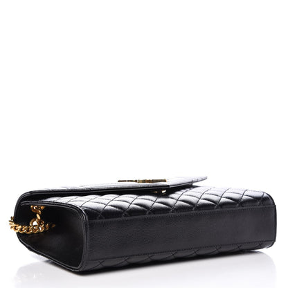 Saint Laurent Grain De Poudre Textured Mixed Matelasse Triquilt Medium Monogram Satchel Black 5 of 8