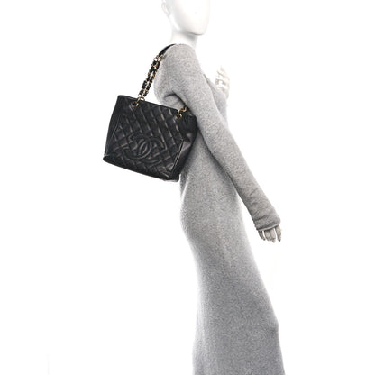 Chanel Caviar Quilted Petit Shopping Tote PST Black 2 of 10